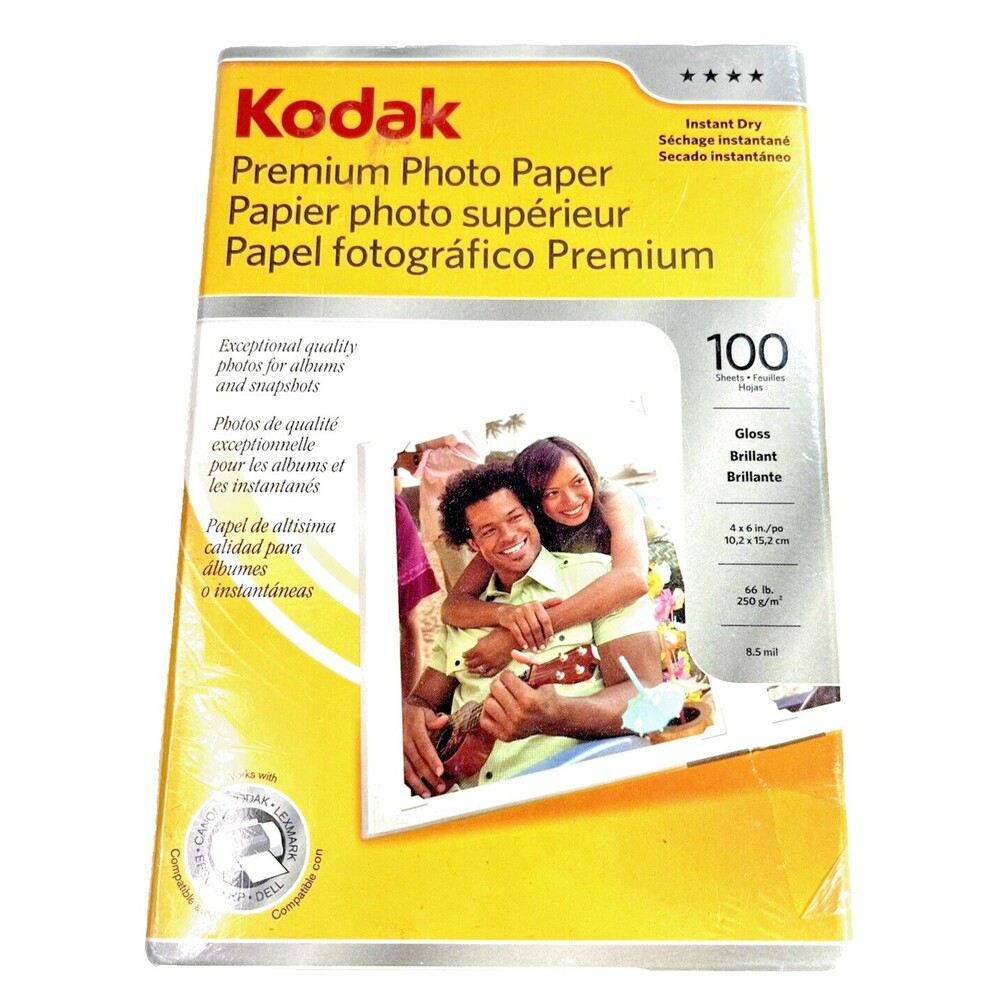 Kodak Premium Photo Paper 100 Sheets 4x6 Gloss Instant Dry New Factory Sealed